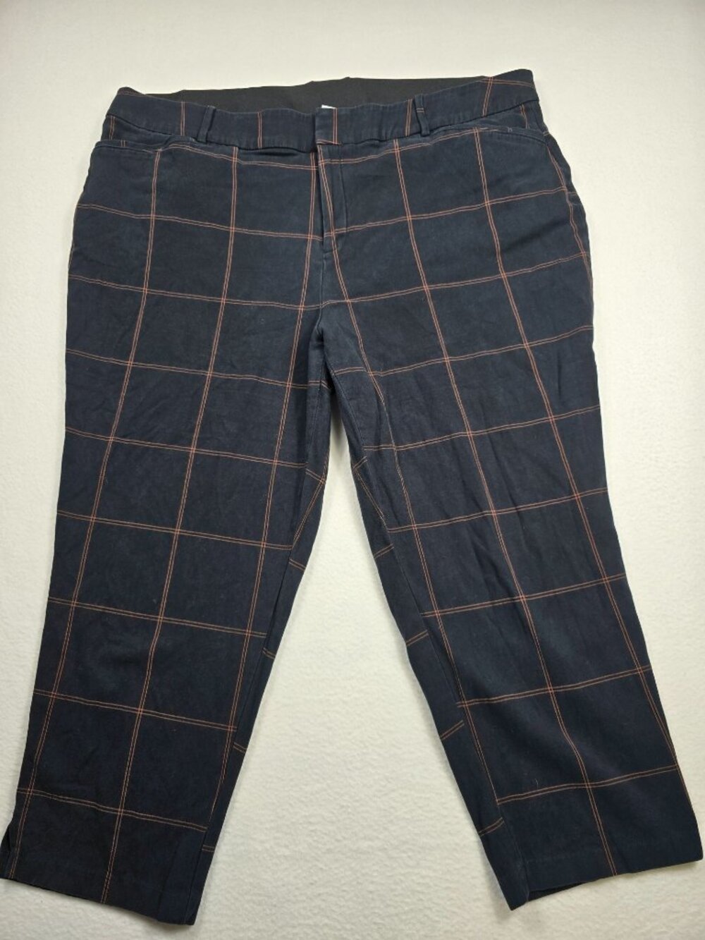 Ava & Viv Womens 22 Checkered Pants Black Plaid Pattern